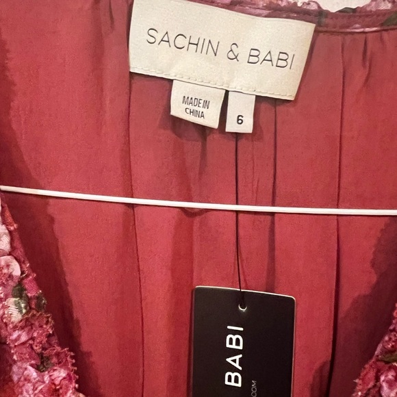 Sachin + Babi Ronnie Long Sleeve Pink Pleated Tie Front Midi Dress NWT - Picture 8 of 15